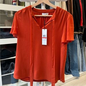 NWT Calvin Klein Short Sleeve Flutter Blouse Size XS